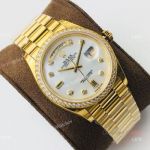 Gold Rolex Day Date Mother Of Pearl 36mm Cal.3255 Swiss Replica Watches